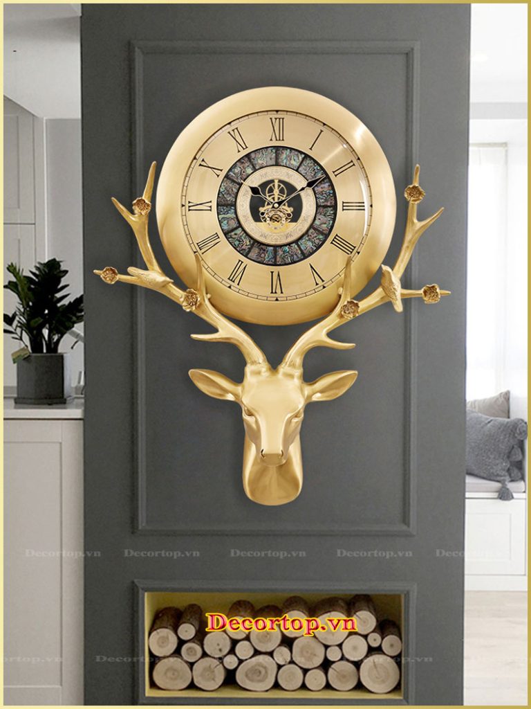 Đồng hồ treo tường đầu hươu DDH067 - decortop